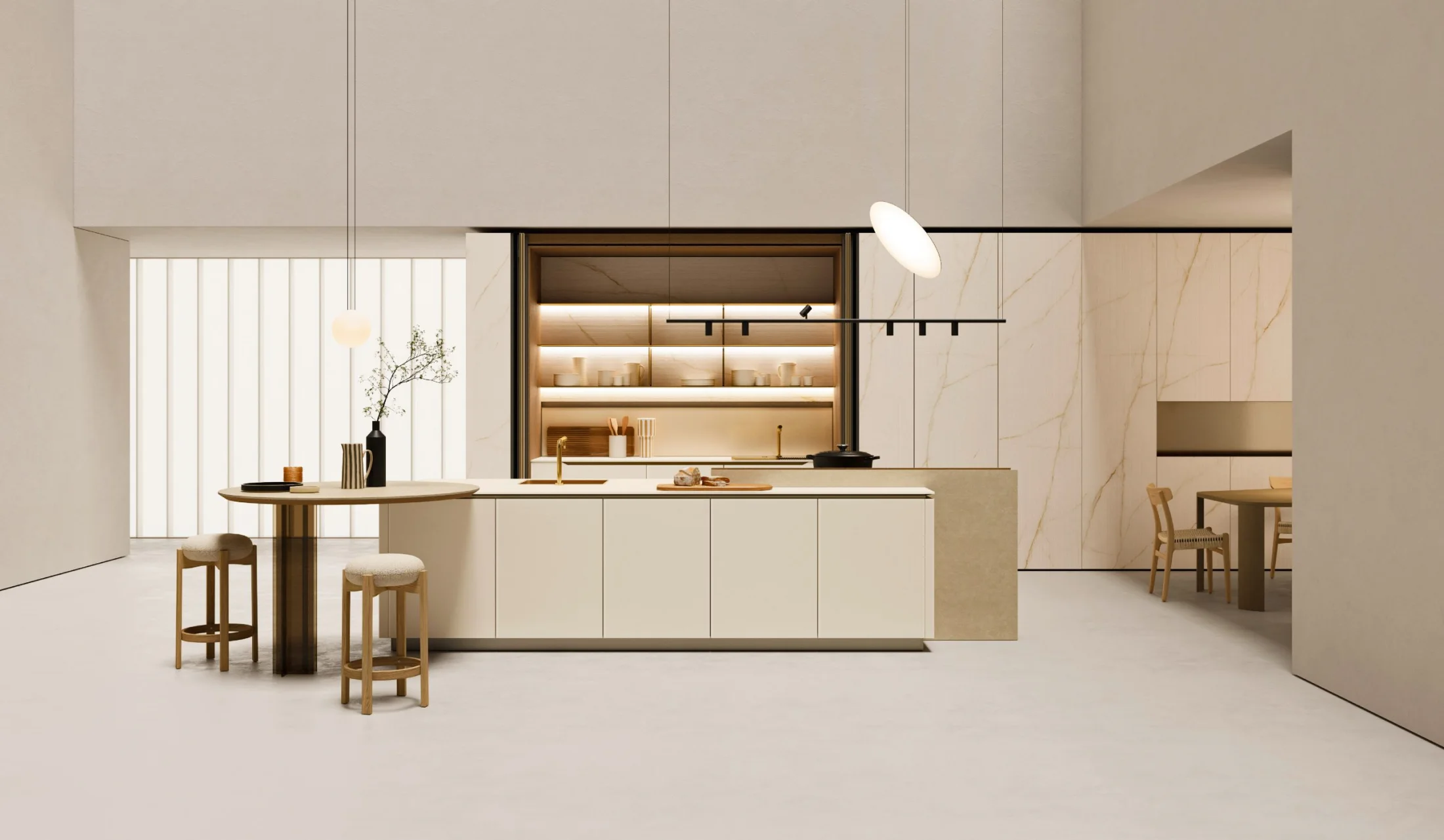 Architektonisch geplante Küche von Meson’s mit fein abgestimmten Materialien